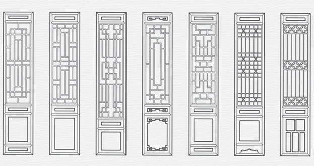 东安常用中式仿古花窗图案隔断设计图